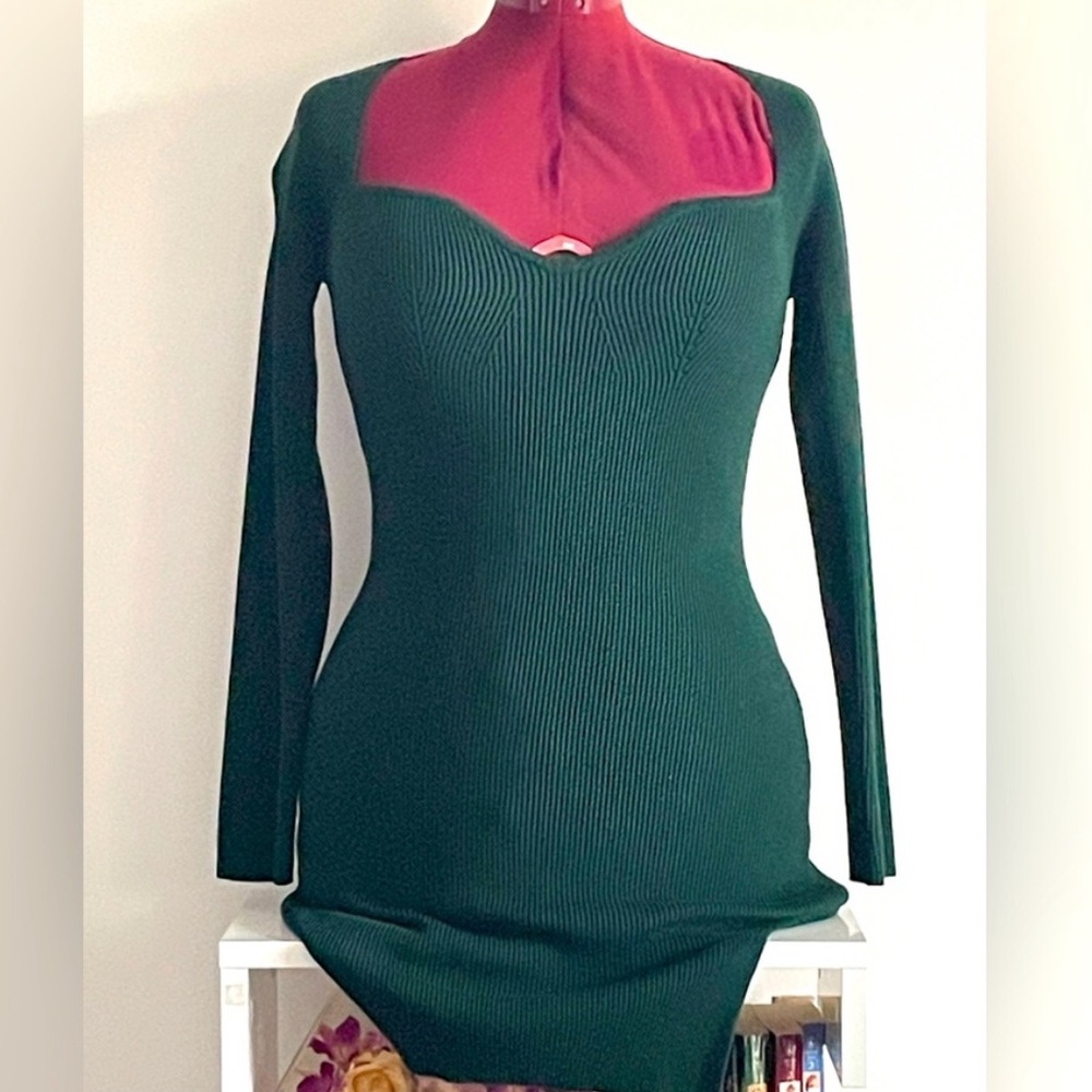 Green sweater mini dress